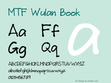 MTF Wulan Book Version 1.00 December 31, 20 Font Sample