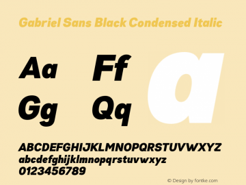 Gabriel Sans Black Condensed Italic Version 1.000图片样张