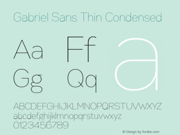 Gabriel Sans Thin Condensed Version 1.000 Font Sample