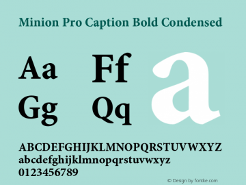 Minion Pro Caption Bold Condensed Version 2.030;PS 2.000;hotconv 1.0.51;makeotf.lib2.0.18671 Font Sample
