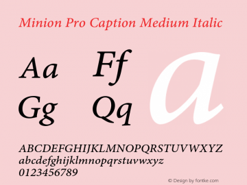 Minion Pro Caption Medium Italic Version 2.030;PS 2.000;hotconv 1.0.51;makeotf.lib2.0.18671 Font Sample