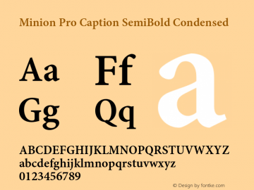 Minion Pro Caption SemiBold Condensed Version 2.030;PS 2.000;hotconv 1.0.51;makeotf.lib2.0.18671 Font Sample