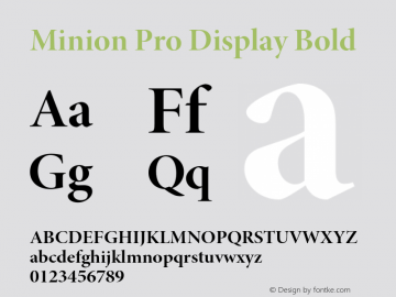 Minion Pro Display Bold Version 2.030;PS 2.000;hotconv 1.0.51;makeotf.lib2.0.18671 Font Sample
