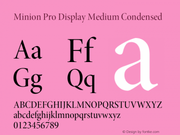 Minion Pro Display Medium Condensed Version 2.030;PS 2.000;hotconv 1.0.51;makeotf.lib2.0.18671 Font Sample