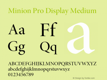 Minion Pro Display Medium Version 2.030;PS 2.000;hotconv 1.0.51;makeotf.lib2.0.18671 Font Sample