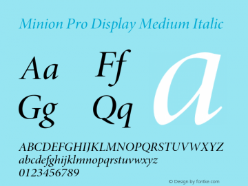 Minion Pro Display Medium Italic Version 2.030;PS 2.000;hotconv 1.0.51;makeotf.lib2.0.18671 Font Sample