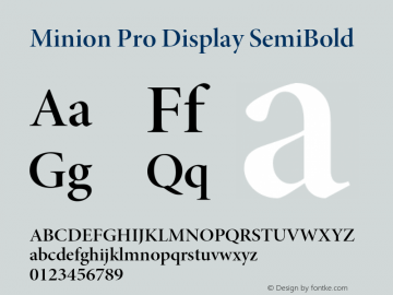 Minion Pro Display SemiBold Version 2.030;PS 2.000;hotconv 1.0.51;makeotf.lib2.0.18671 Font Sample