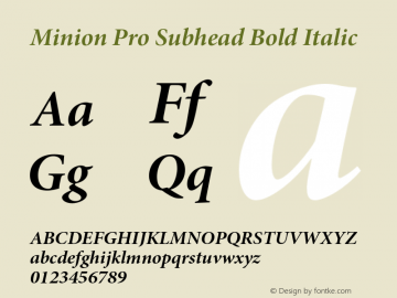 Minion Pro Subhead Bold Italic Version 2.030;PS 2.000;hotconv 1.0.51;makeotf.lib2.0.18671图片样张