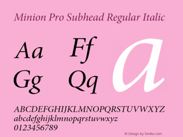 Minion Pro Subhead Regular Italic Version 2.030;PS 2.000;hotconv 1.0.51;makeotf.lib2.0.18671 Font Sample