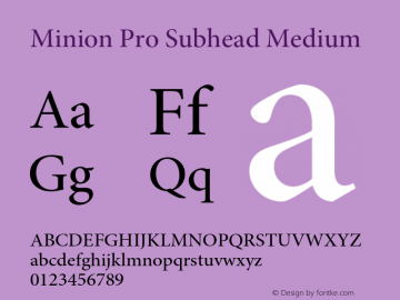Minion Pro Subhead Medium Version 2.030;PS 2.000;hotconv 1.0.51;makeotf.lib2.0.18671 Font Sample