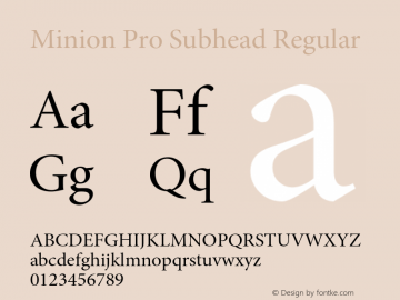 Minion Pro Subhead Regular Version 2.030;PS 2.000;hotconv 1.0.51;makeotf.lib2.0.18671 Font Sample