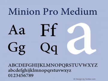 Minion Pro Medium Version 2.068;PS 2.000;hotconv 1.0.57;makeotf.lib2.0.21895 Font Sample