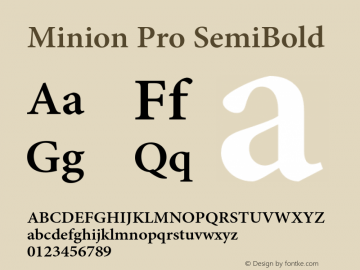 Minion Pro SemiBold Version 2.068;PS 2.000;hotconv 1.0.57;makeotf.lib2.0.21895 Font Sample