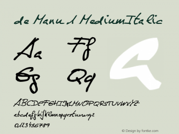 de Manu 1 MediumItalic Version Macromedia Fontograp图片样张