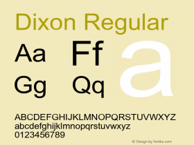 Dixon Regular Converted from D:\TEMP\DIXON.TF1 by ALLTYPE图片样张