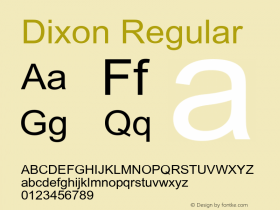 Dixon Regular Converted from D:\TEMP\DIXON.TF1 by ALLTYPE Font Sample