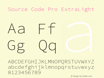 Source Code Pro ExtraLight Version 1.017;PS 1.000;hotconv 1.0.70;makeotf.lib2.5.5900 Font Sample