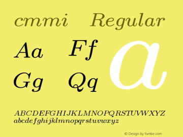 cmmi8 Regular Version 1.1/12-Nov-94 Font Sample