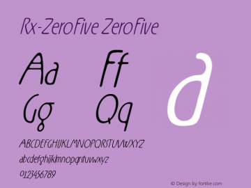 Rx-ZeroFive ZeroFive Version 0.9; 2000 Font Sample
