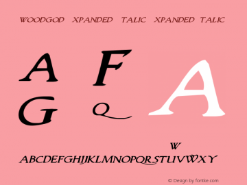 Woodgod Expanded Italic ExpandedItalic Version 1.0; 2012 Font Sample