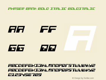 Phaser Bank Bold Italic BoldItalic Version 001.000 Font Sample