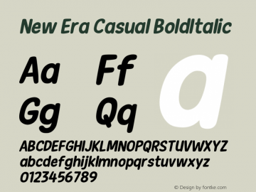 New Era Casual BoldItalic Version v1.2 - 1/26/2012 Font Sample