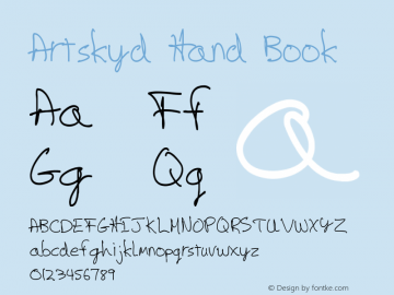 Artskyd Hand Book Version 1.004 Font Sample