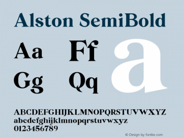 Alston SemiBold This is a protected webfont and is intended for CSS @font-face use ONLY. Reverse engineering this font is strictly prohibited.图片样张
