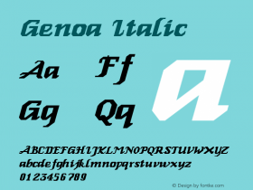 Genoa Italic Altsys Metamorphosis:4/1/92 Font Sample