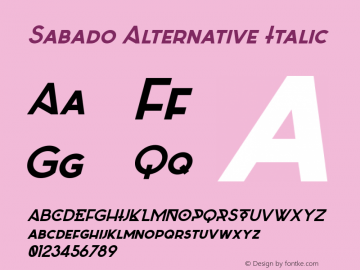 Sabado Alternative Italic 1.000 Font Sample