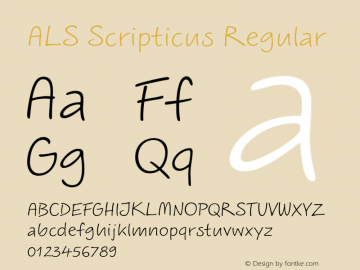 ALS Scripticus Regular Version 1.007 Font Sample