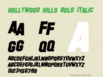 Hollywood Hills Bold Italic 1.0图片样张