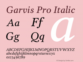 Garvis Pro Italic Version 1.002 2012 Font Sample