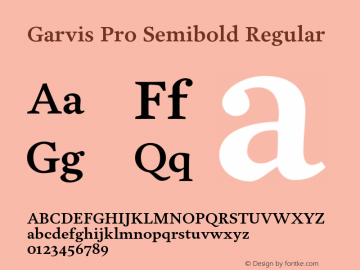 Garvis Pro Semibold Regular Version 1.002 2012 Font Sample