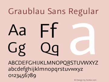 Graublau Sans Regular Version 2.002;PS 002.002;hotconv 1.0.56;makeotf.lib2.0.21325图片样张