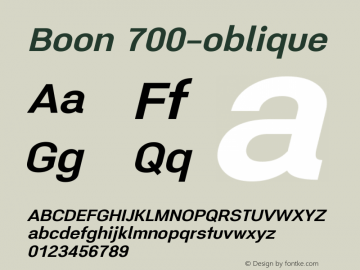 Boon 700-oblique Version 0.5 Font Sample