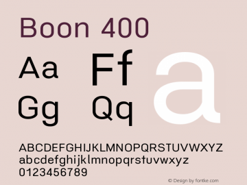 Boon 400 Version 0.5 Font Sample