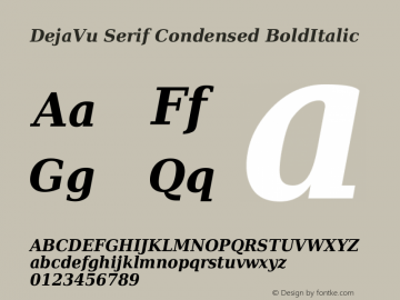 DejaVu Serif Condensed BoldItalic Version 2.34 Font Sample