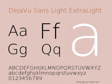 DejaVu Sans Light ExtraLight Version 2.34 Font Sample