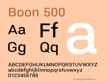 Boon 500 Version 0.6 Font Sample