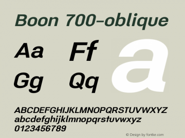 Boon 700-oblique Version 0.6 Font Sample