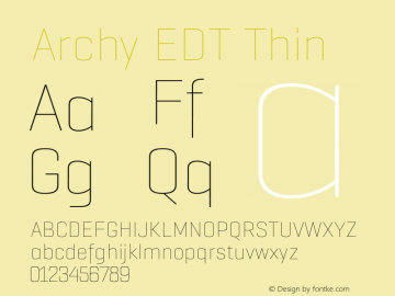 Archy EDT Thin Version 001.001 Font Sample