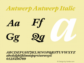 Antwerp Antwerp Italic Version 1.000 Font Sample