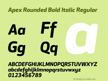 Apex Rounded Bold Italic Regular 1.000 Font Sample
