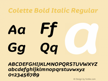Colette Bold Italic Regular 1.000图片样张