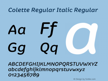 Colette Regular Italic Regular Version 1.000 2010图片样张