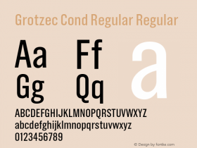 Grotzec Cond Regular Regular Version 3.000 1998 initial release Font Sample