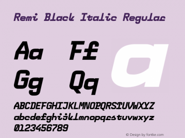 Remi Black Italic Regular 1.100 Font Sample