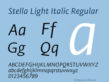 Stella Light Italic Regular Version 2.000图片样张