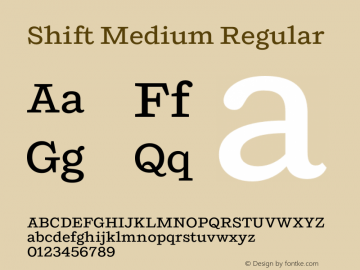 Shift Medium Regular 1.000 Font Sample